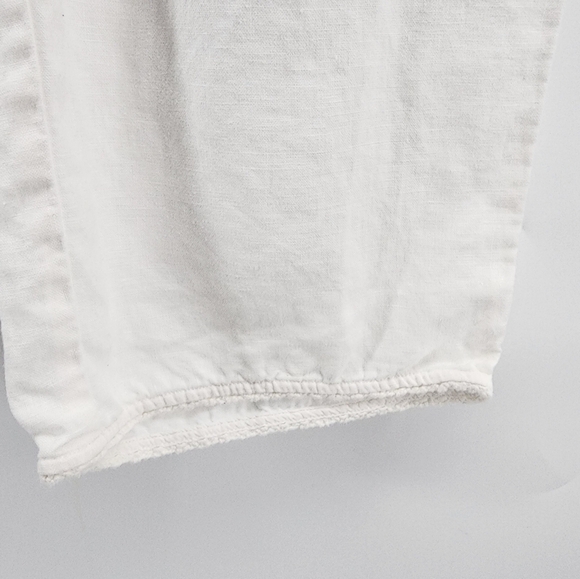 Garnet Hill White Cropped 100% Linen Pants Size 8 - Picture 6 of 12